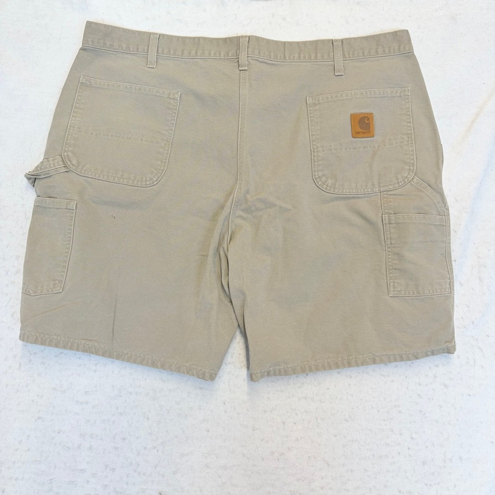 Carhartt Carpenter Shorts Mens 44 Tan Canvas Utility Workwear B25DES
